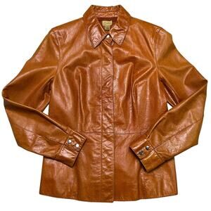 Vintage 90s Caslon Women’s Genuine Leather Jacket in Whiskey Brown - size S